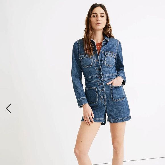 Madewell Pants - Madewell Denim Long-Sleeve Romper in Vasey Wash NWT